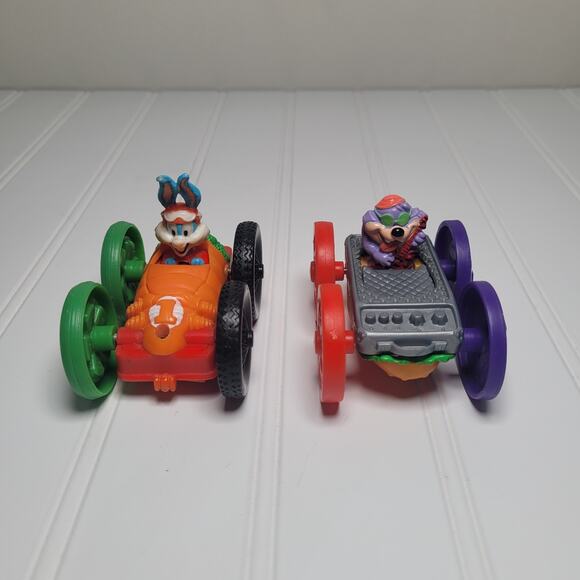 Vintage 1990s Tiny Toons Flip Cars Lot of 2 McDonald’s Happy Meal Toys GUC - Picture 1 of 8